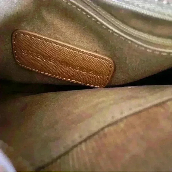 Steve Madden Kate Rust Corduroy Faux Shearling Studded Adjustable Crossbody - Picture 2 of 5